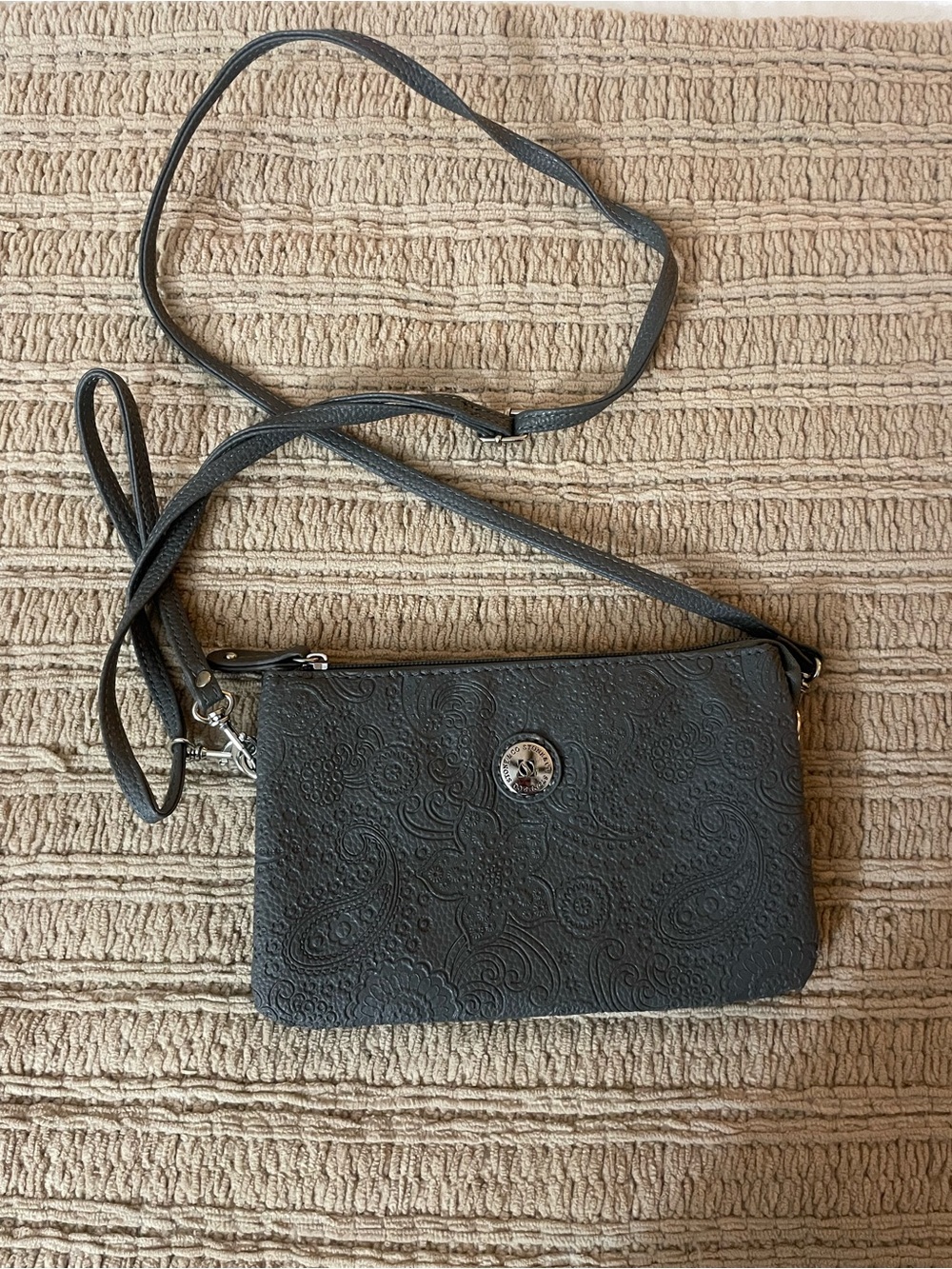Stone & Co. Gray Embossed Paisley Crossbody Bag